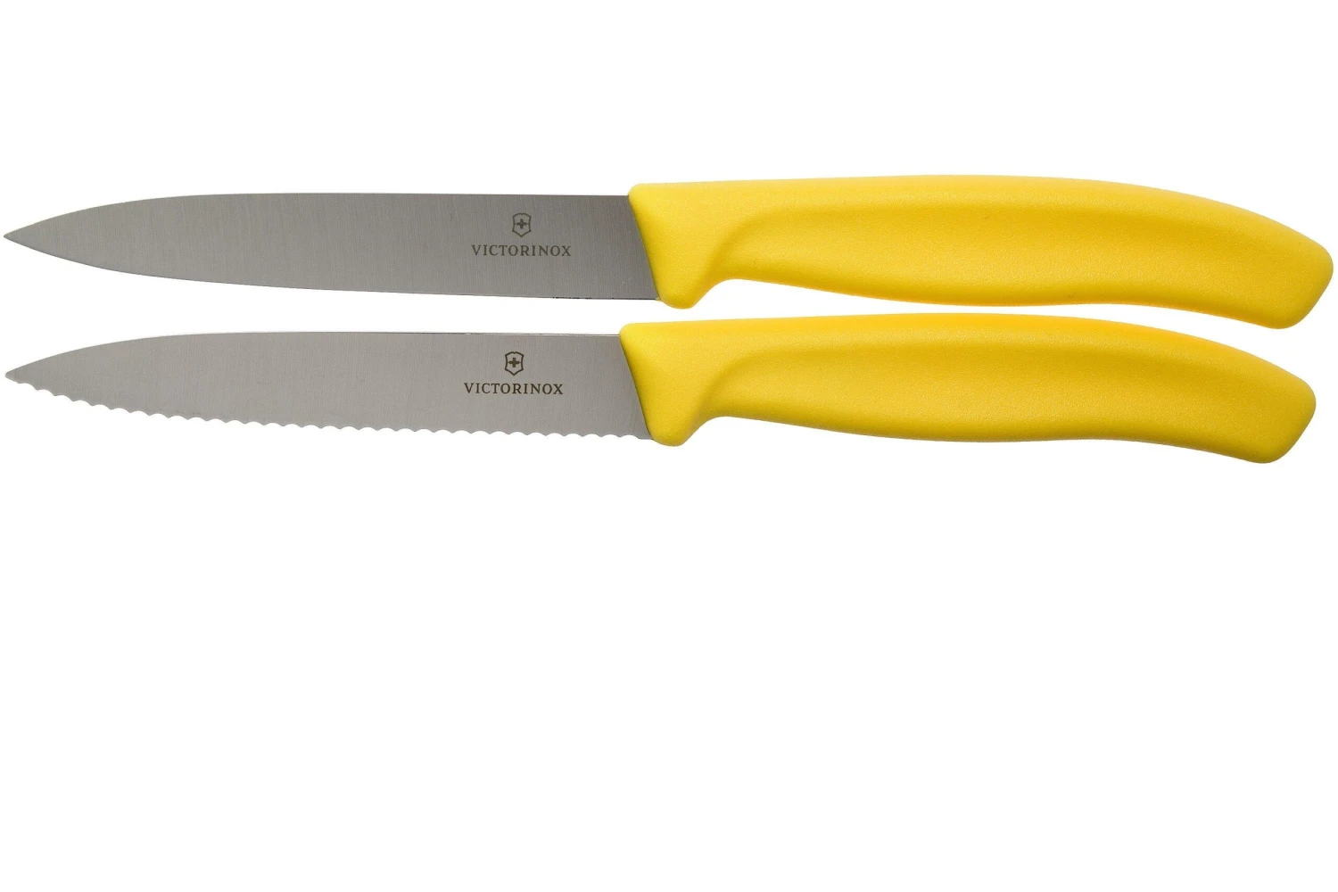 Victorinox SwissClassic Couteaux à Légumes Jaunes 10 Cm, Set De 2 Dont 1 Normal Et 1 Dentelé, VT6-7796-L8B 1 Victorinox SwissClassic Couteaux à Légumes Jaunes 10 Cm, Set De 2 Dont 1 Normal Et 1 Dentelé, VT6-7796-L8B