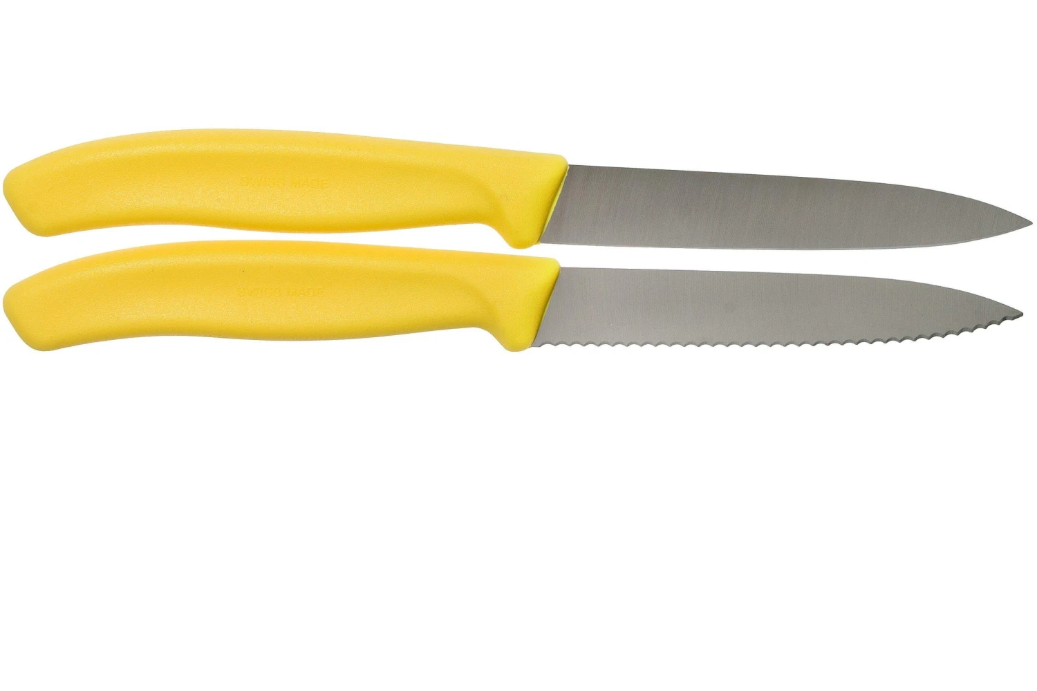 Victorinox SwissClassic Couteaux à Légumes Jaunes 10 Cm, Set De 2 Dont 1 Normal Et 1 Dentelé, VT6-7796-L8B 2 Victorinox SwissClassic Couteaux à Légumes Jaunes 10 Cm, Set De 2 Dont 1 Normal Et 1 Dentelé, VT6-7796-L8B – Image 2